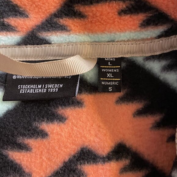 Wesc Fleece Sweater Aztec 1/2 Zip Chest Pocket Mens Large Womens XL - Picture 4 of 9